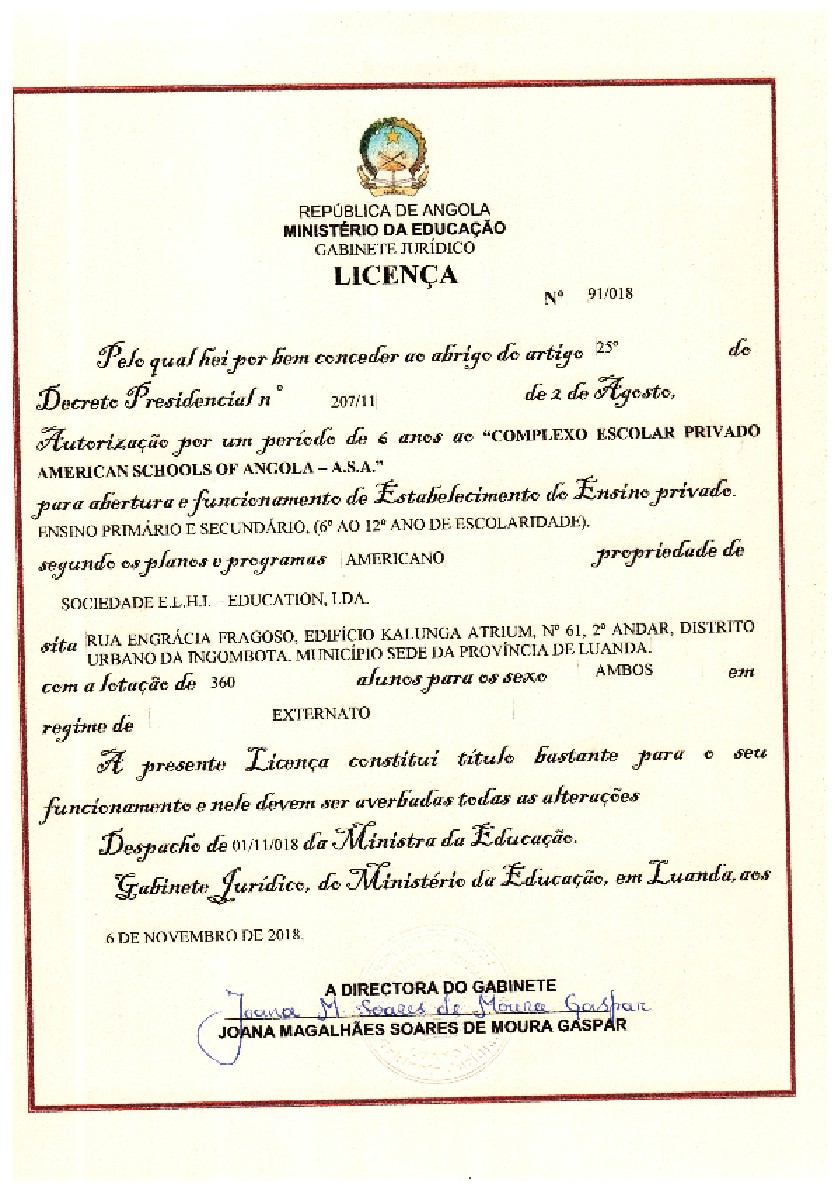 American Schools of Angola License